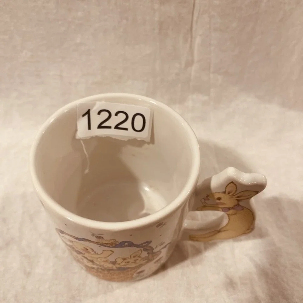 Easter Bunny Mug Basket Rabbits Ducklings Handle 3D Ceramic Pastel Kawaii 4